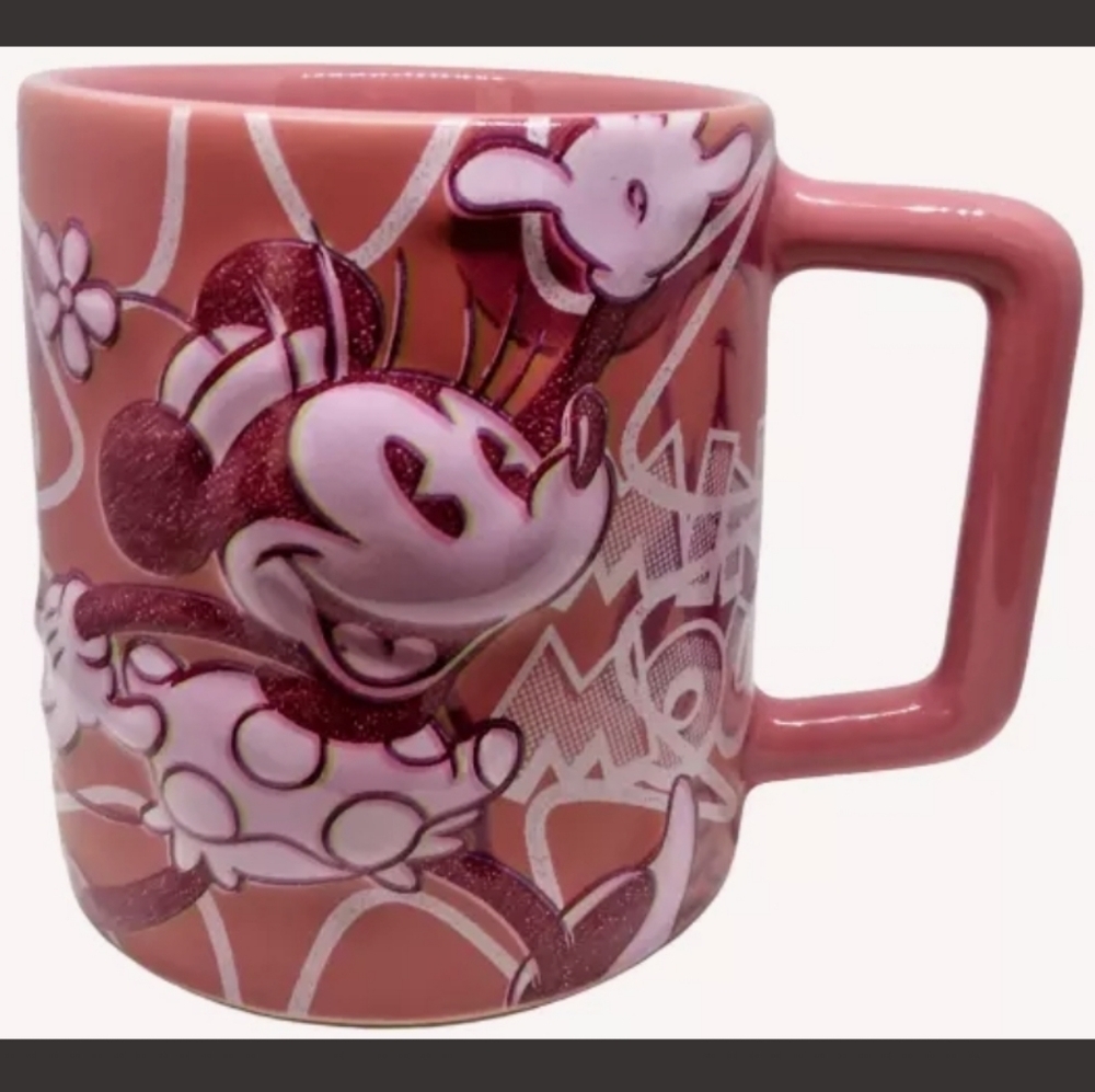 Disney Store Minnie Mouse Mug Pink Retro Vintage 3D Collectible Coffee Tea Cup